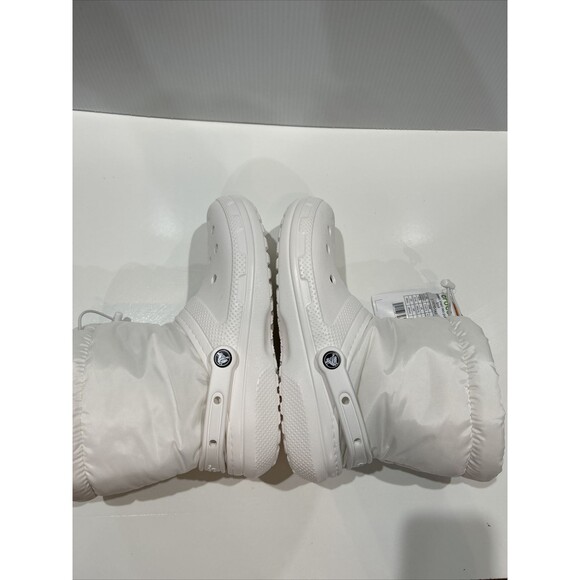 Crocs White Neo Puff Boots M10 W12 White Fleece Lined Comfort - Picture 11 of 13